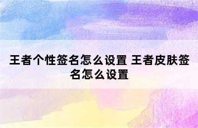 王者个性签名怎么设置 王者皮肤签名怎么设置